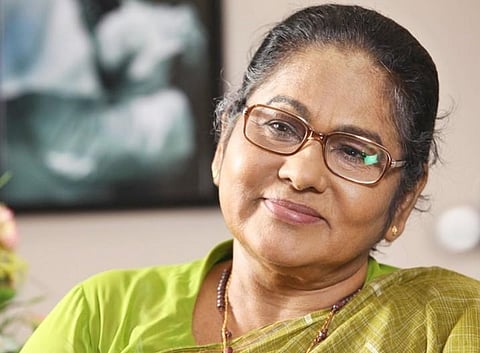 Malayalam actor KPAC Lalitha in saree wearing specs 