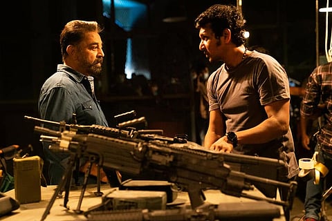 Kamal Haasan with director Lokesh Kanagaraj on the sets of Vikram