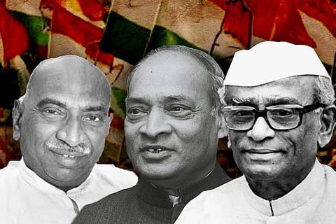 K Kamaraj, PV Narasimha Rao and Neelam Sanjiva Reddy