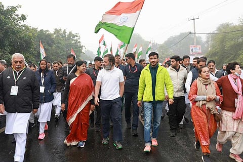 MP Kanimozhi Karunanidhi with MP Rahul Gandhi in Bharat Jodo Yatra