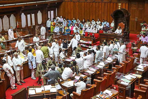 Ruckus in Karnataka Assembly over demands of Minister Eshwarappa's removal