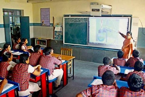 School students in class