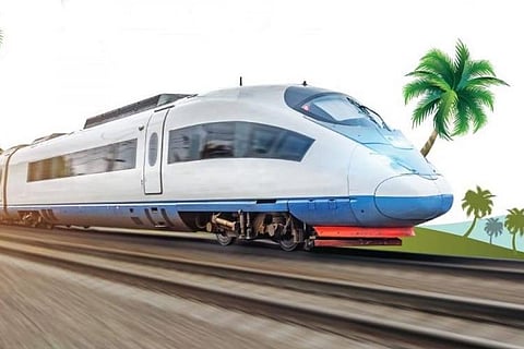 Replica of a train used for Kerala K-Rail story 