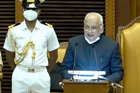 Kerala Governor Ariff Mohammad Khan Delivering Address during the first session of the 15th Kerala Legislative Assembly 