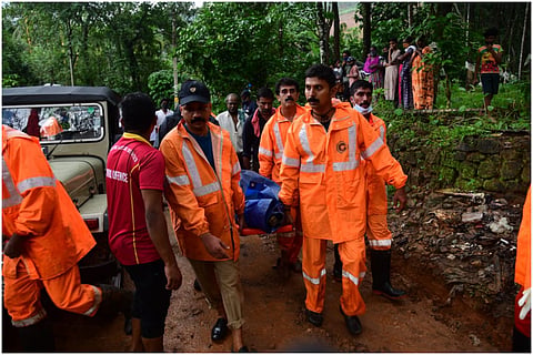 Rescue operations going on in Kootickal village in Kottayam of Kerala where landslide occurred due to heavy rains 