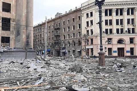 Destruction after Russian shelling in Ukraine