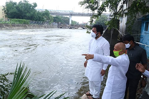 MoS Kishan Reddy visiting rain affected areas in Hyderabad 