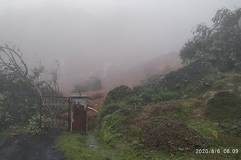 A landslide in Kodagu during the Karnataka rains of 2020