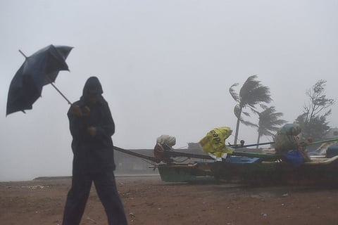Cyclone Nivar impact at Kovalam beach