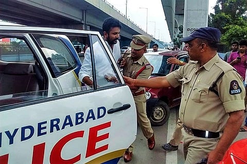 Hyderabad police detain Congress activists protesting against SRDP flyover at Parade Ground