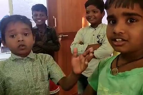 A screenshot from the viral video in Kurnool where a boy asked for a case to be filed against his friend