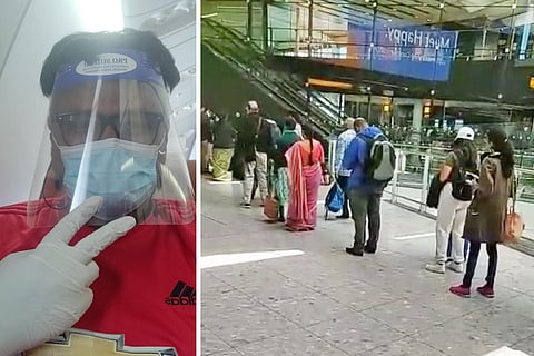 Passengers at Heathrow Airport in London
