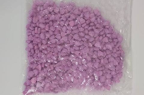 A transparent bag full of MDMA crystals