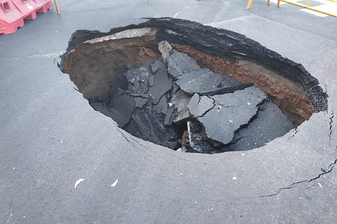 Another sinkhole in Chennai’s busy Madhya Kailash  