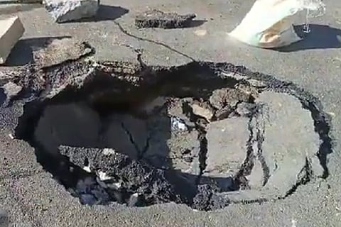 Road caves in at Bengaluru’s Mahalakshmi Layout days after it was asphalted