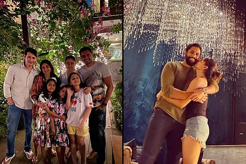 Actors Mahesh Babu and his family and Samantha and Chaitanya 