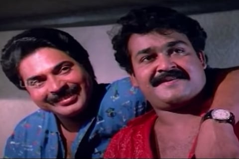 Still of Mammootty and Mohanlal from the movie