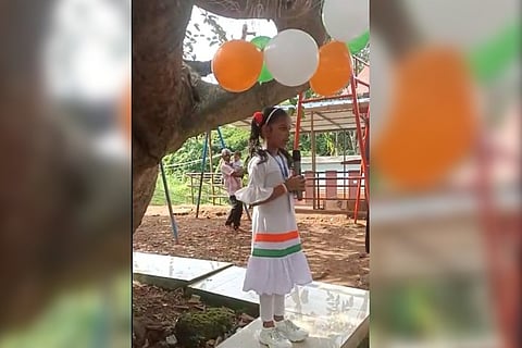 Mehnaz Kappan in an Independence Themed outfit, giving speech