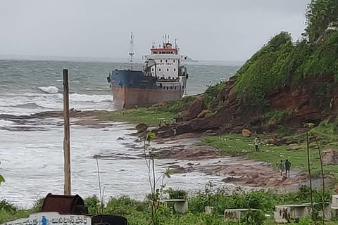 Photo of the cargo ship at Tenneti Park beach  