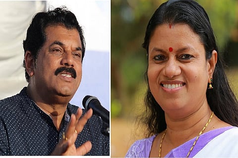 Collage of Kollam Assembly poll candidates LDF's M Mukesh and UDF's Bindu Krishna