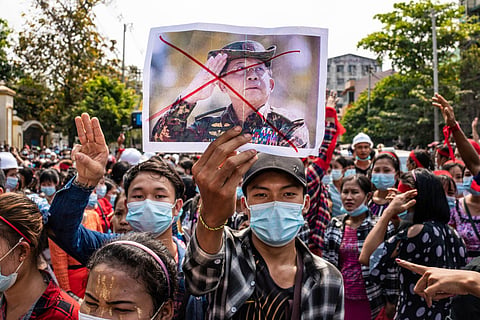 Earlier Protest against Military Coup in Myanmar