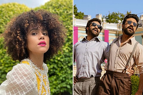 Actor Nathalie Emmanuel and Ram Charan and Jr NTR in RRR