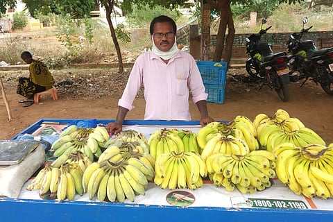 Venkatasubbaiah selling bananas in Nellore 