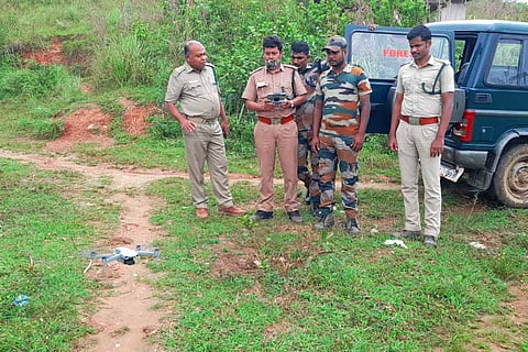 Nilgiris forest staff using drones to track illegal mining.
