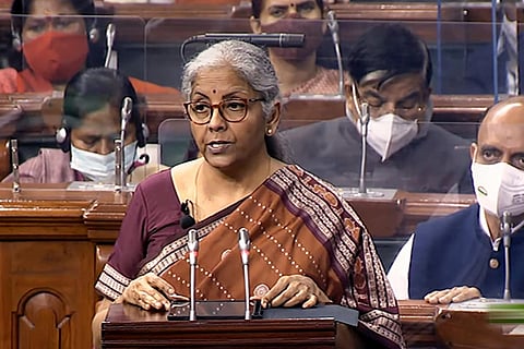 Union Finance Minister Nirmala Sitharaman presenting Union Budget 2022-23