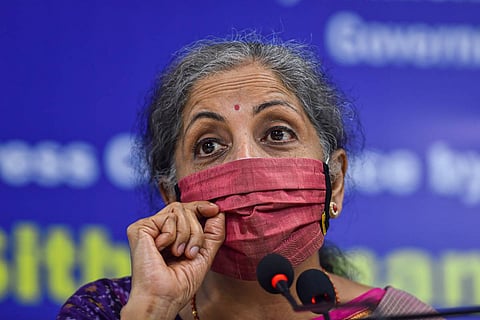 Nirmala Sitharaman at a press conference in Chennai 