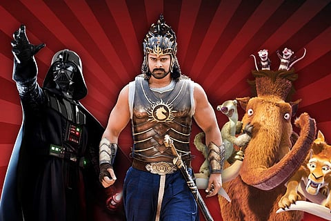 Baahubali, Star Wars, Ice Age collage