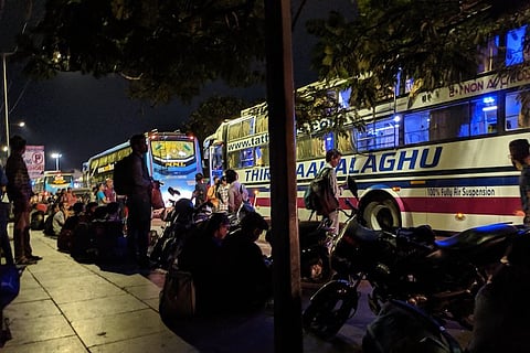 The passengers waiting to board the Omni buses (file photo)