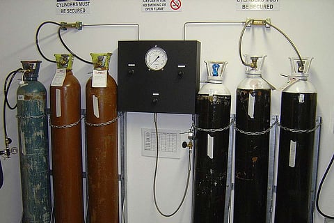 A row of oxygen cylinders 