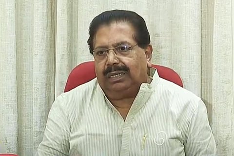 PC Chacko talking during the press meet