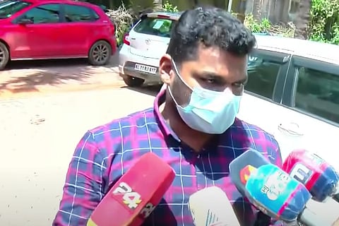 Kerala Muslim Students' Federation Leader PK Navas speaking to media 