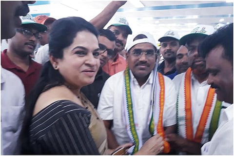 Congress Candidate in Kerala's Thrissur Padmaja Venugopal during election campaign 