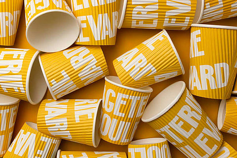 Yellow paper cups