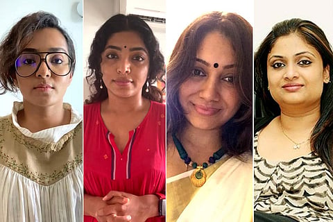 Parvathy, Rima Kallingal, Anjali Menon and Geetu Mohandas seen in the image. 