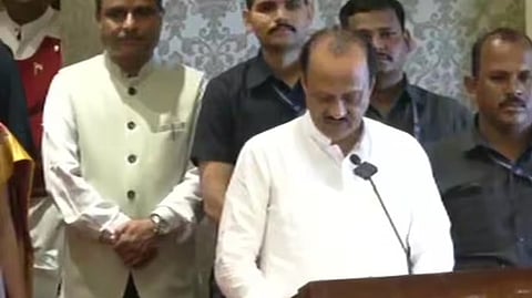 Ajit Pawar taking oath as Deputy CM of Maharashtra