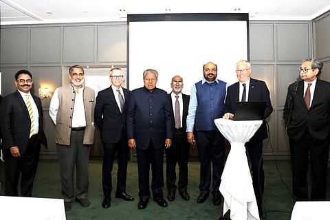 An image of Kerala Chief Minister Pinarayi Vijayan along with Norway investors