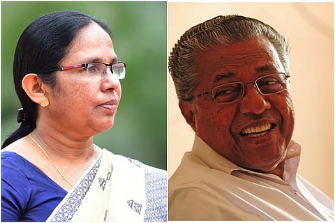 Collage of Kerala Chief Minister Pinarayi Vijayan and Health Minister KK Shailaja 