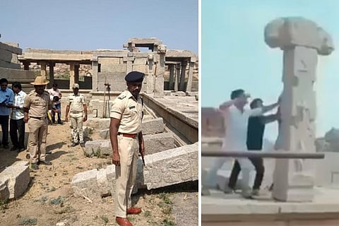 Video: Miscreants seen pulling down pillar of Hampi temple ruins, police launch probe