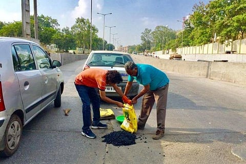 Roads not repaired, frustrated Hyderabad residents step in to fix the mess
