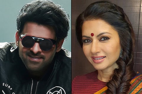 Prabhas on the left and Bhagyashree on the right.