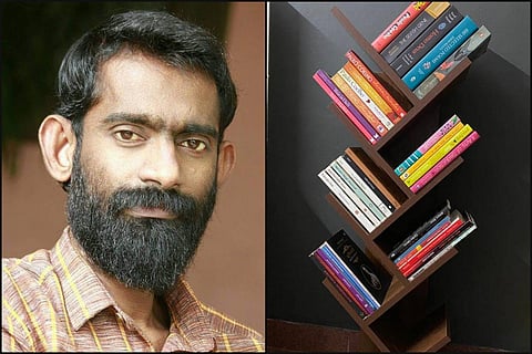 NP Pratheesh and book shelf