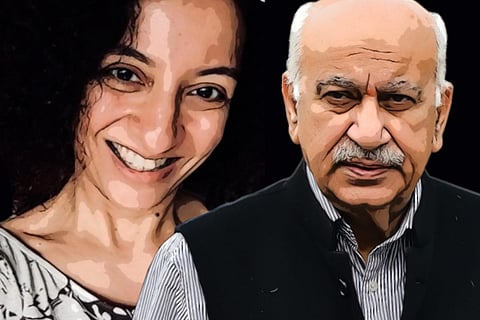 Collage of Priya Ramani and MJ Akbar 