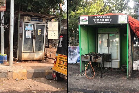 A collage of the non functional community fridges in Hyderabad