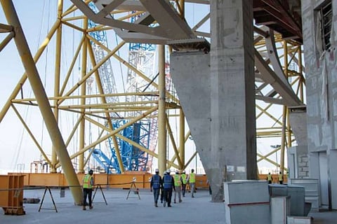 Workers on a FIFA World Cup 2022 work site in Qatar