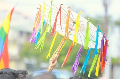 Rainbow colours for a queer march