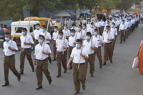 Representative image of RSS cadres on a march